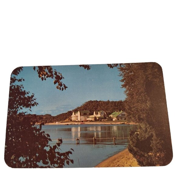Postcard A Glimpse of Portage Point Inn Onekama Michigan Chrome Unposted - Picture 1 of 2